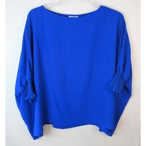 Oddy Royal‎ Blue Oversized Boatneck Blouse Women's Small - NEW!